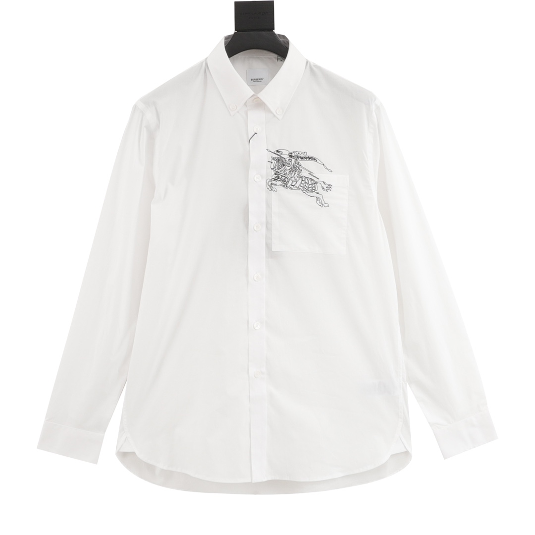 Recogida local (se admite dejar en tienda) Burberry/巴宝莉 Camisa de manga larga bordada con caballo de bolsillo…