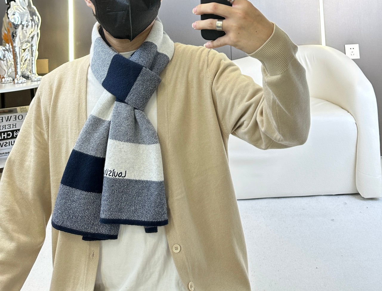 LV 针织条纹 男女通用围巾