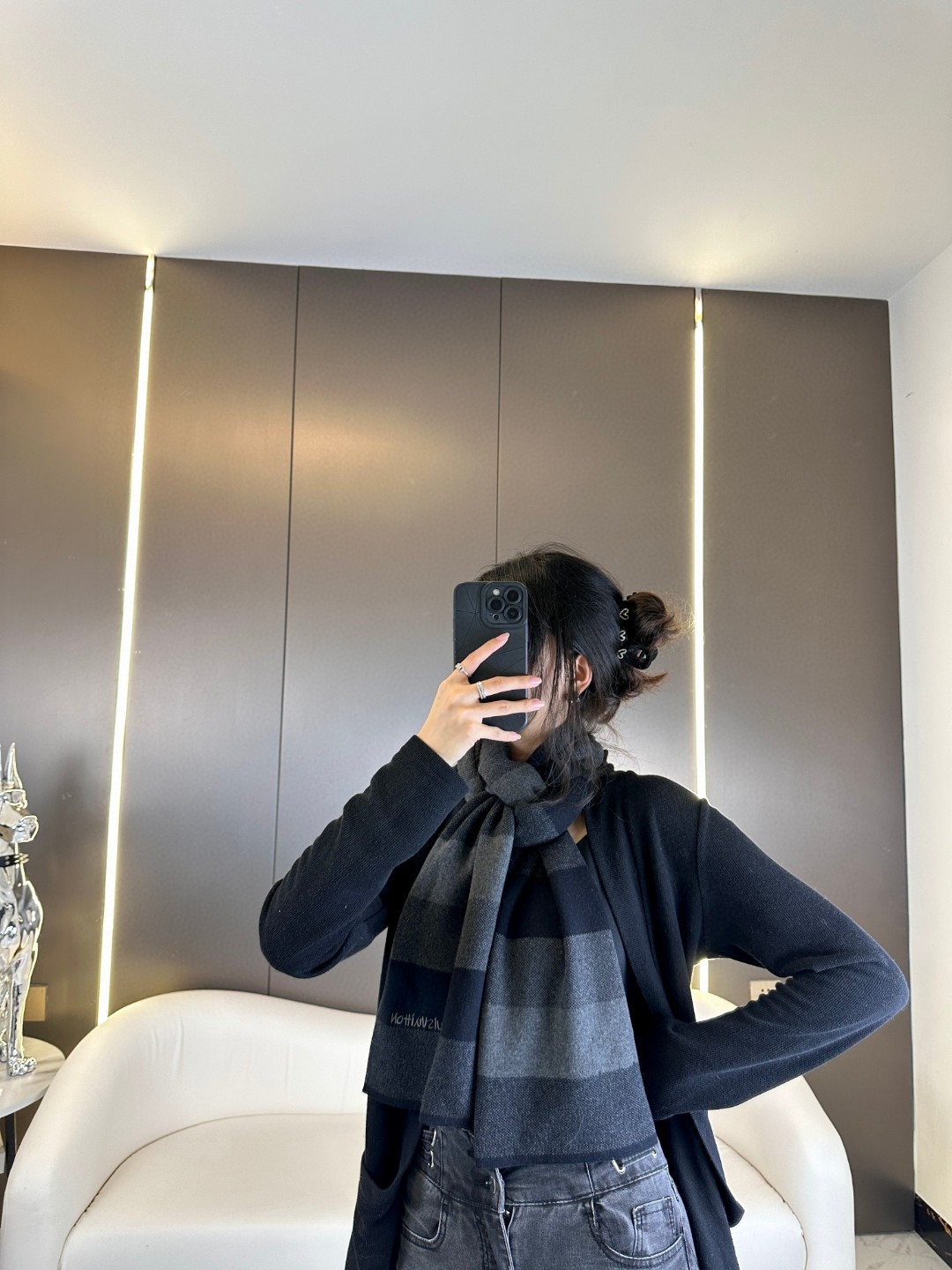 LV 针织条纹 男女通用围巾