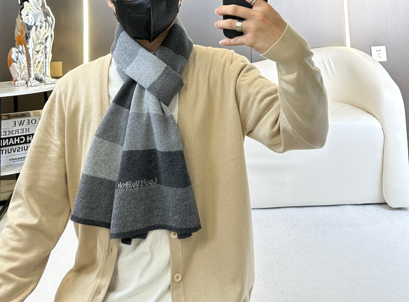 LV 针织条纹 男女通用围巾