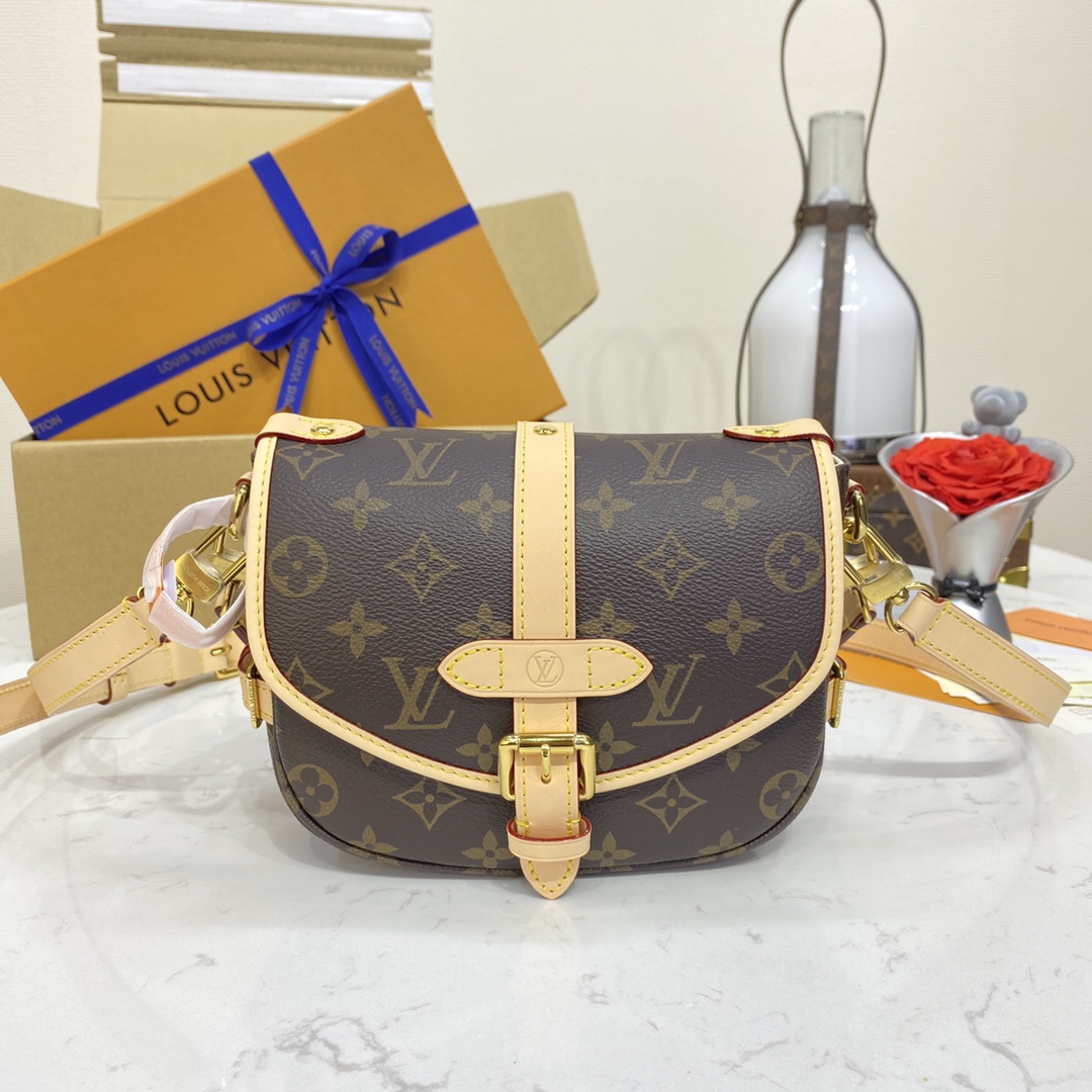 Louis Vuitton LV Saumur Bolsas Sacos de Sela Top Fake Perfect Fake
 Monogram Canvas Couro de vaca Mini M46740