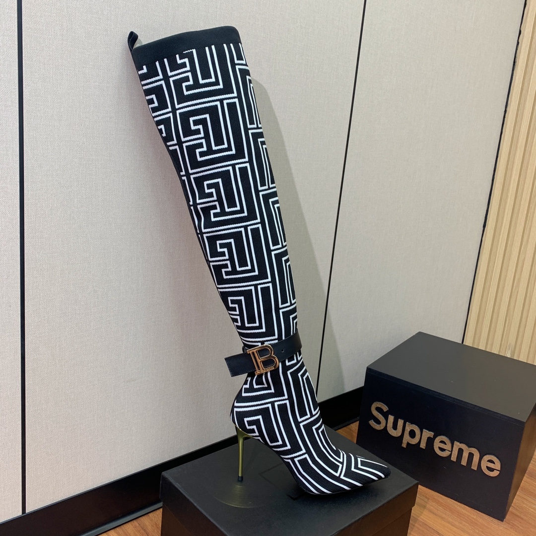 【Balmai*】针织弹力长靴！海外订购原版，1:1完美复刻！材质：原版定制飞织鞋面，牛皮垫脚，真皮大底