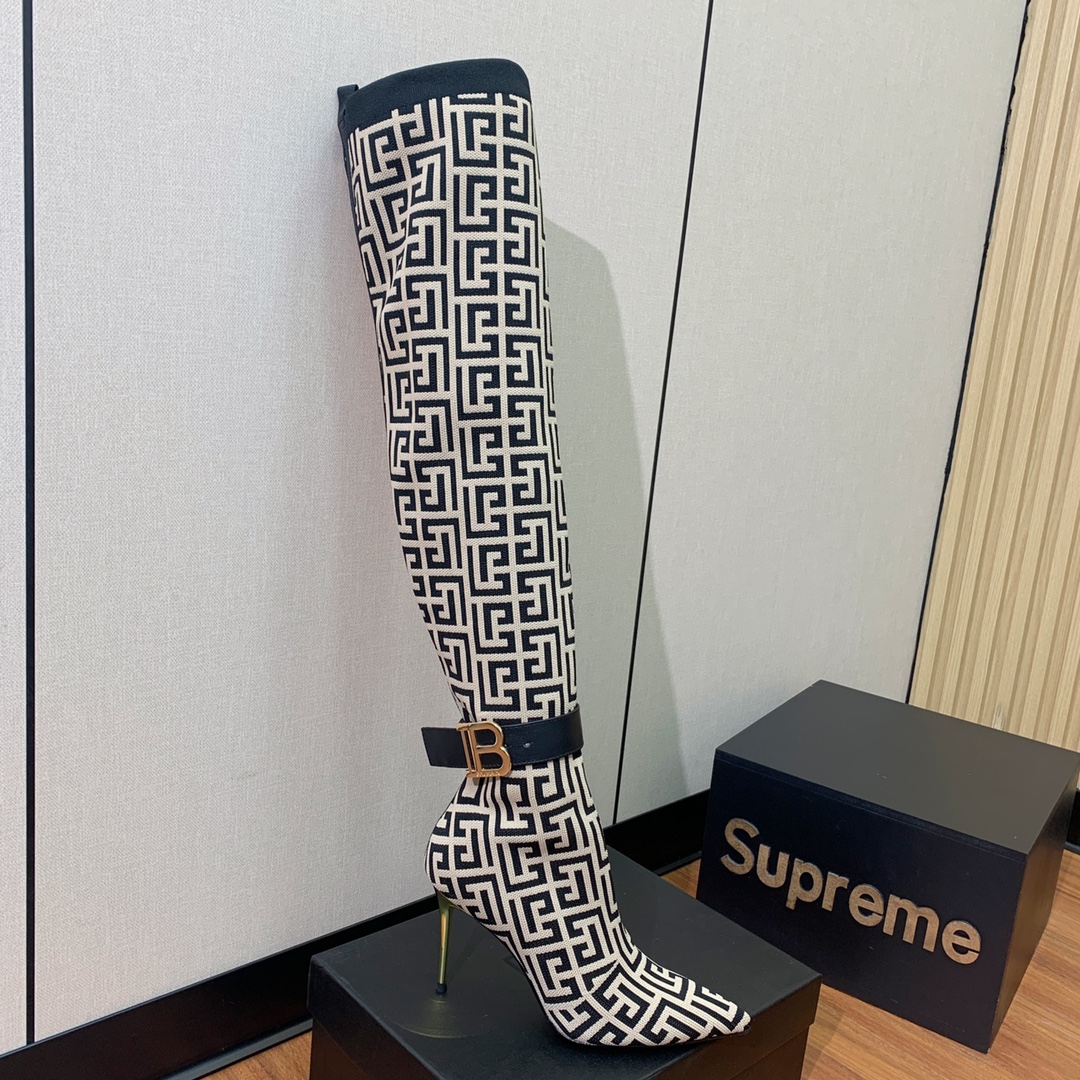 【Balmai*】针织弹力长靴！海外订购原版，1:1完美复刻！材质：原版定制飞织鞋面，牛皮垫脚，真皮大底