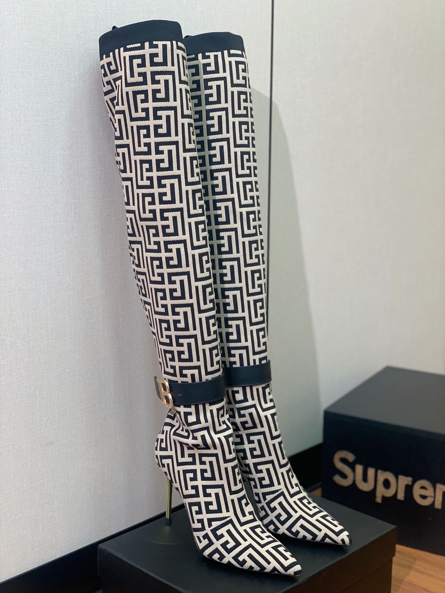 【Balmai*】针织弹力长靴！海外订购原版，1:1完美复刻！材质：原版定制飞织鞋面，牛皮垫脚，真皮大底