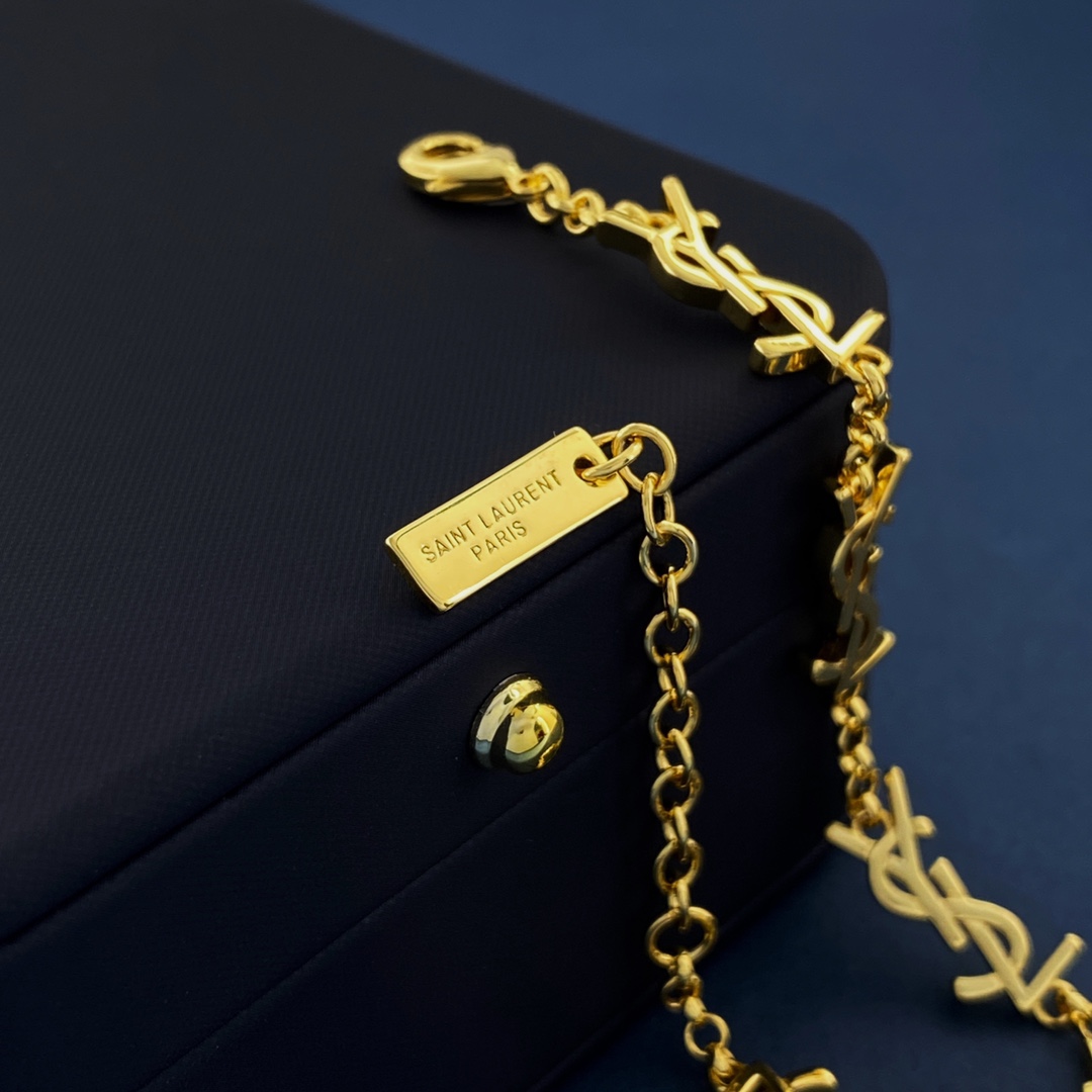 St. Roland Metal Sensorized Leather Chain Gold-Bronze Plating Necklace - 图片 6