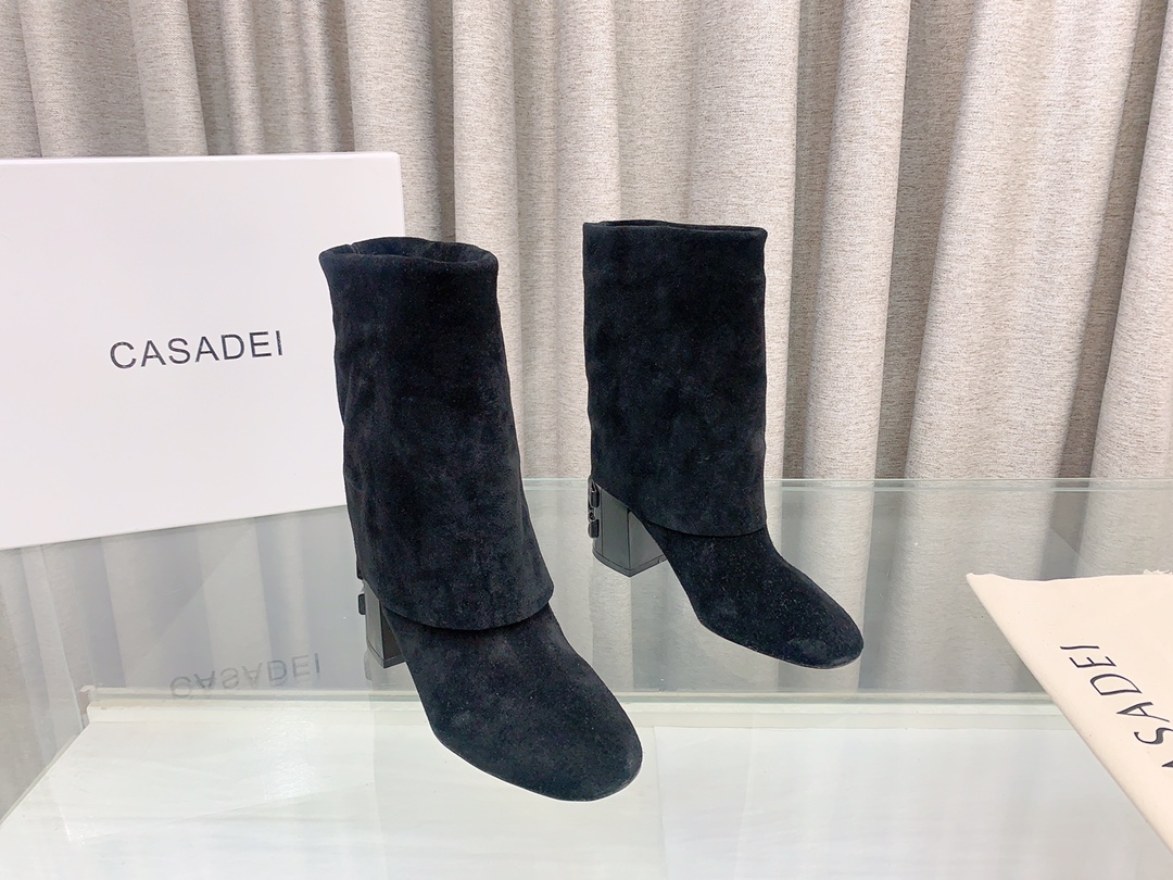 Italian Imported Real Leather Short Boots with Foldable Design for Autumn/Winter Fashion. - 图片 2