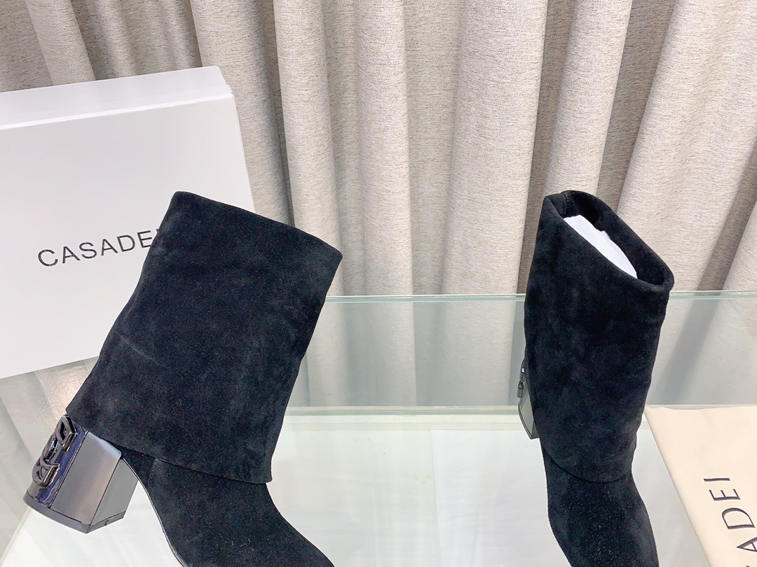 Italian Imported Real Leather Short Boots with Foldable Design for Autumn/Winter Fashion. - 图片 7
