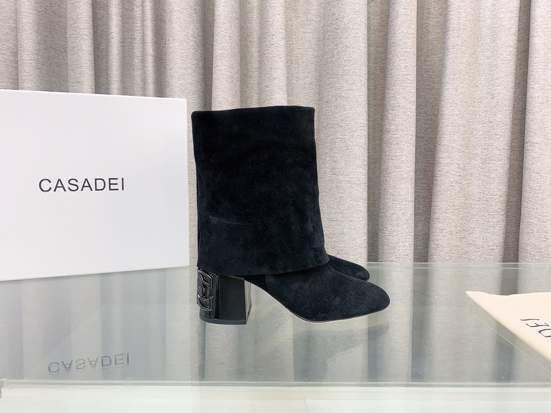 Italian Imported Real Leather Short Boots with Foldable Design for Autumn/Winter Fashion. - 图片 4