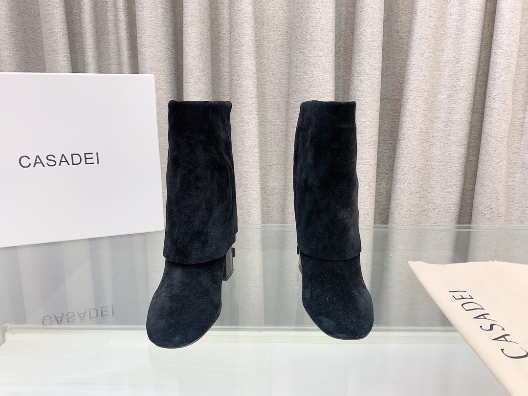 Italian Imported Real Leather Short Boots with Foldable Design for Autumn/Winter Fashion. - 图片 3
