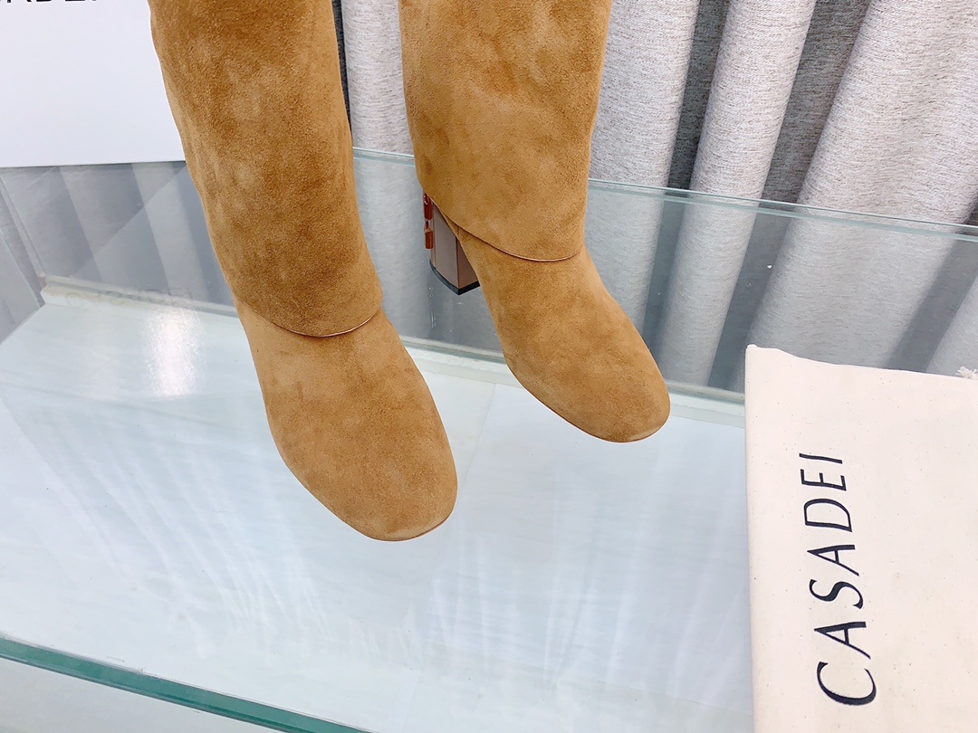 Casadei Imported Leather Short Boots with Foldable Design for Autumn/Winter, 7cm High - 图片 6
