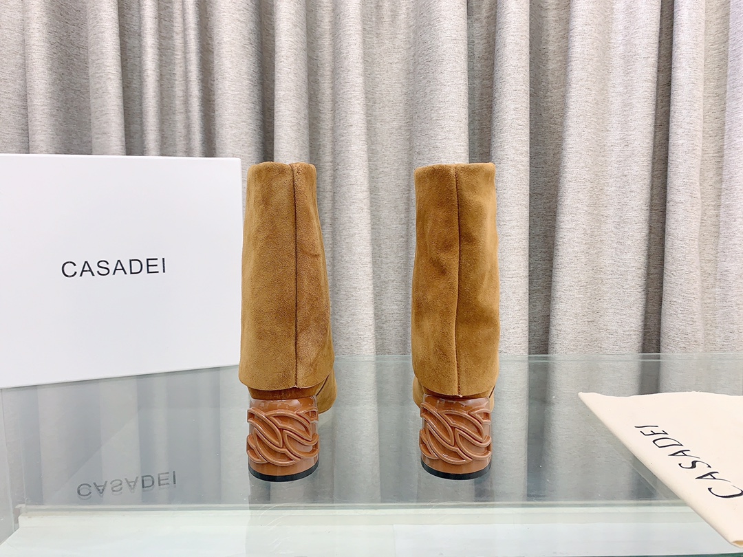 Casadei Imported Leather Short Boots with Foldable Design for Autumn/Winter, 7cm High - 图片 5