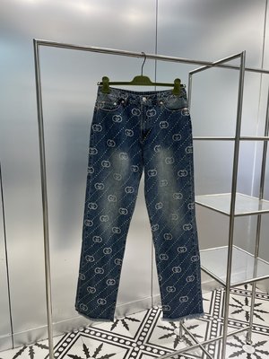 Replica Designer
 Gucci Horsebit Clothing Jeans Blue Denim Printing Fall/Winter Collection