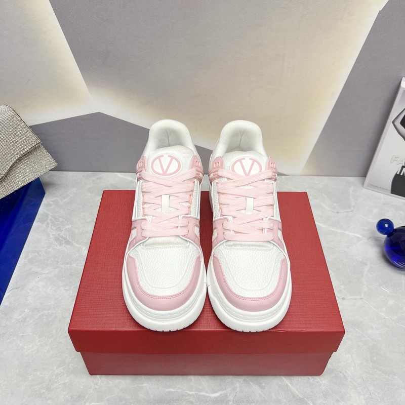 Valentino Casual Shoes Pink Lychee Pattern Unisex Cowhide TPU Fall Collection Fashion Casual