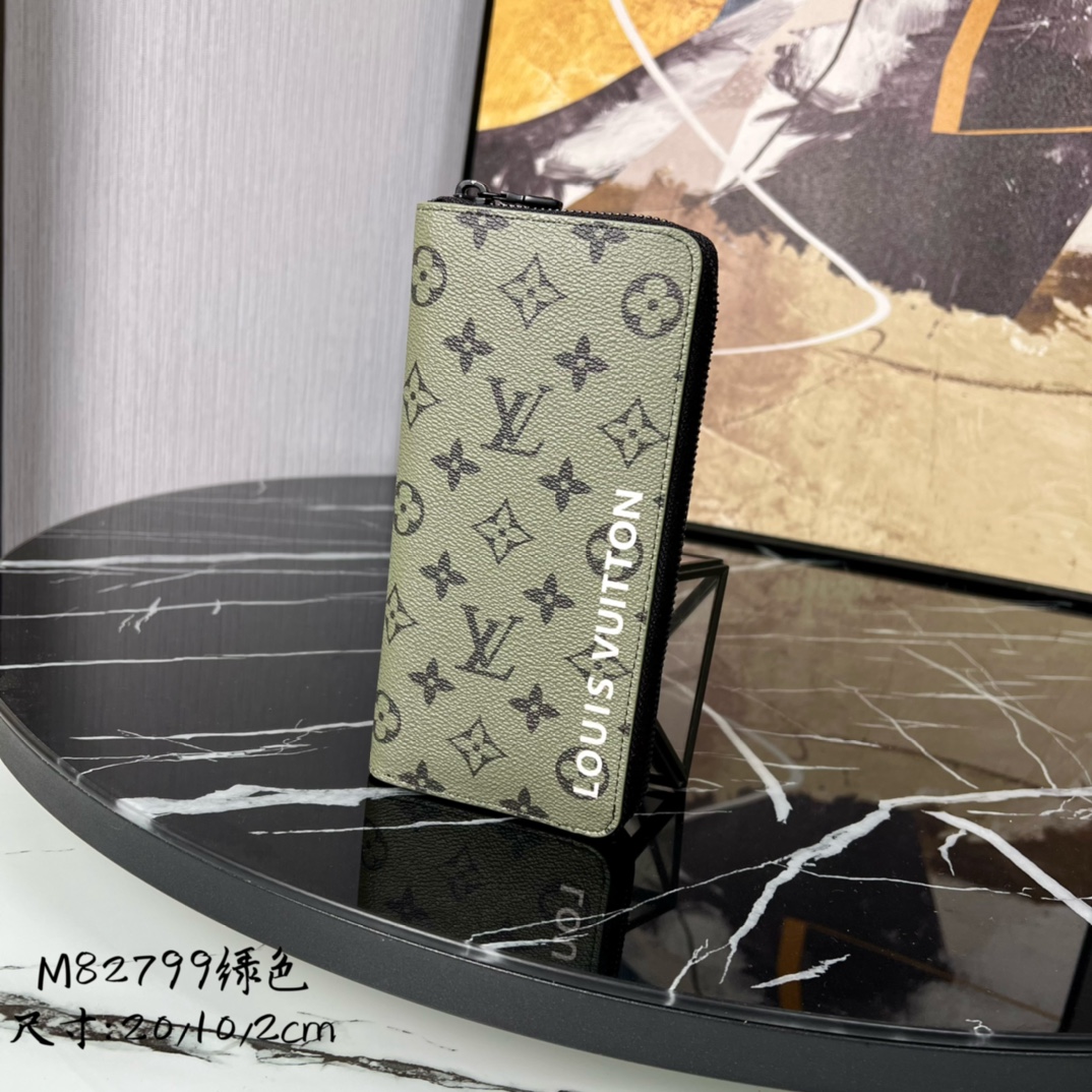 顶级原单M82799绿色丝印单拉链钱包系列Zippy拉链钱夹VerticalWallet本款Zippy拉