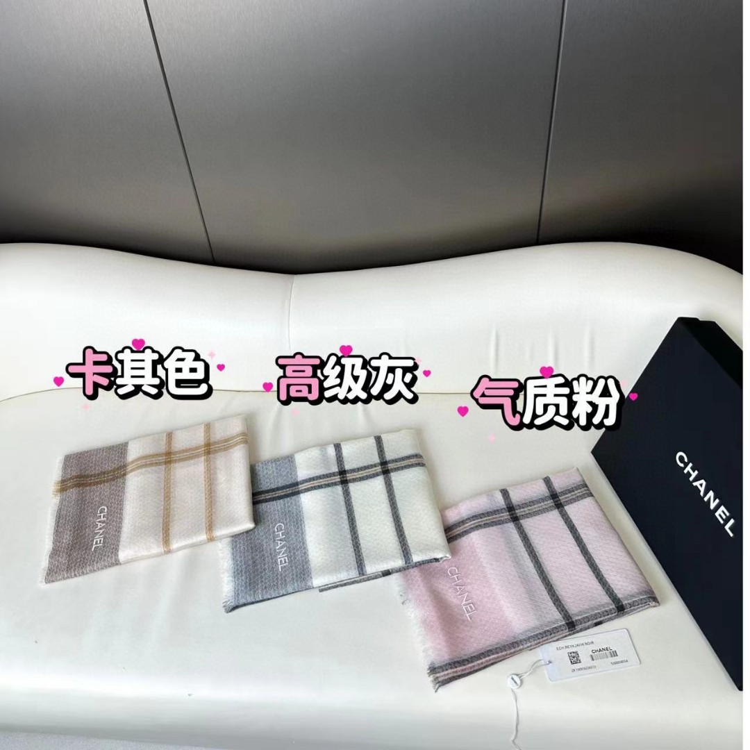 CHANEL 【字母标志】格子羊绒围巾