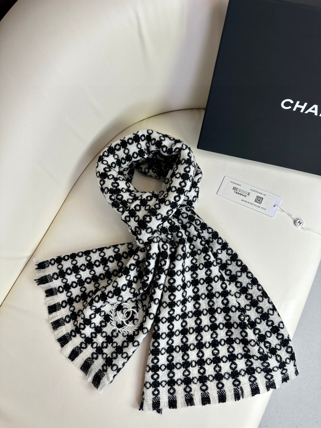 CHANEL 2023香奈儿新款 山羊绒千鸟格围巾