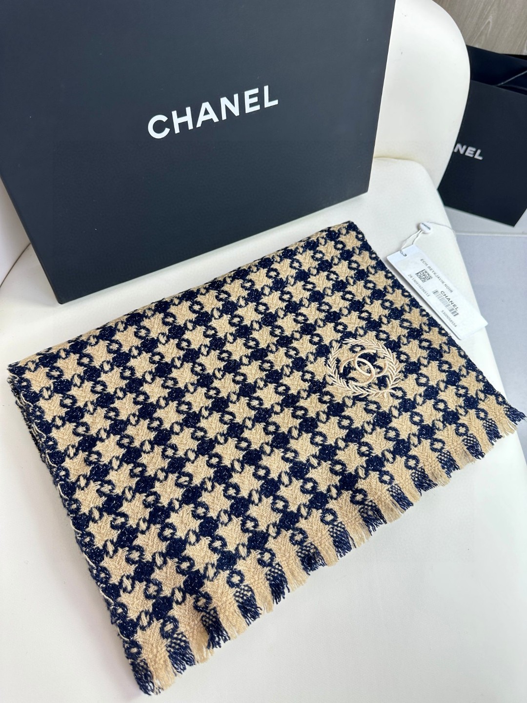 CHANEL 2023香奈儿新款 山羊绒千鸟格围巾