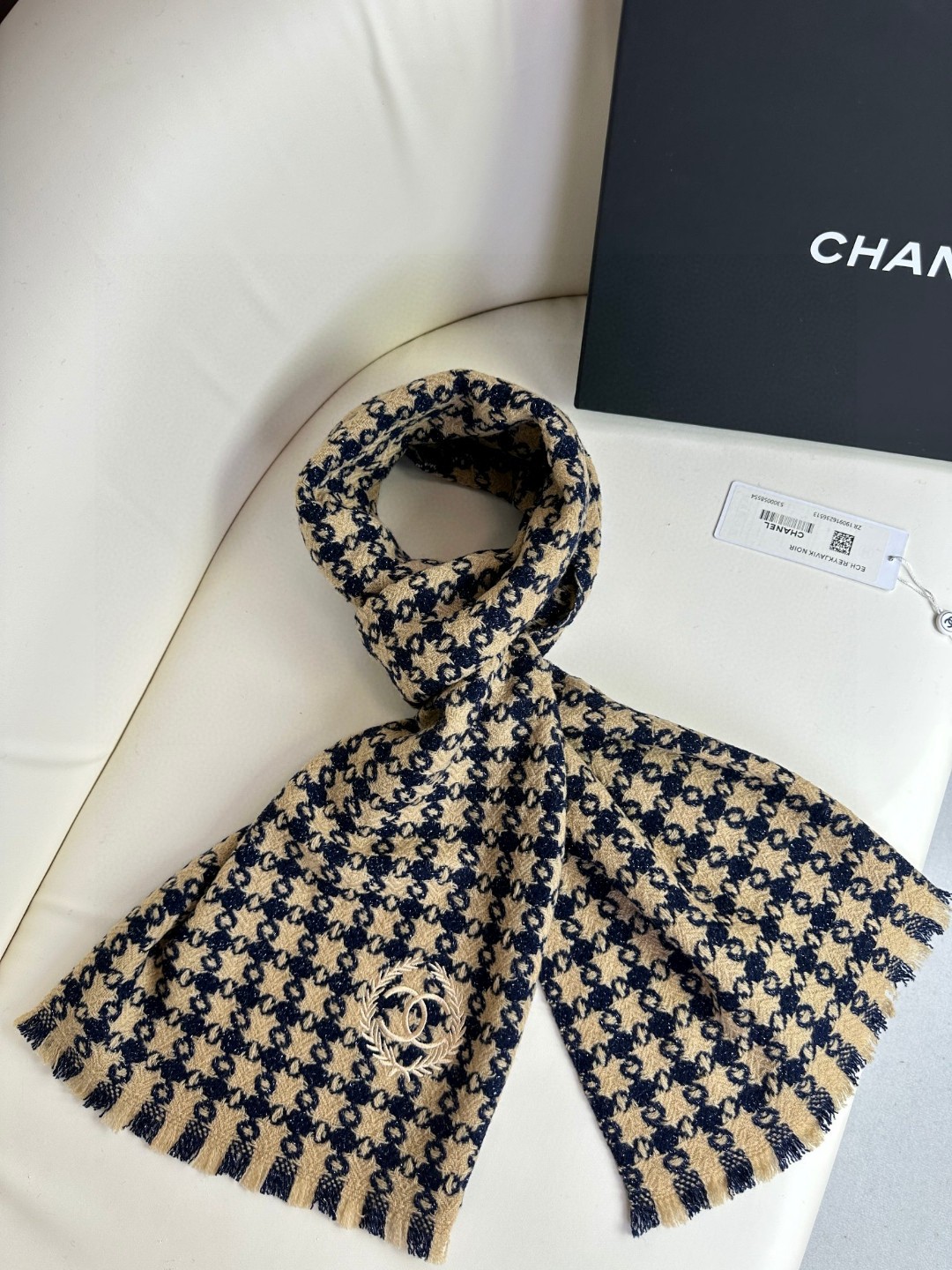 CHANEL 2023香奈儿新款 山羊绒千鸟格围巾