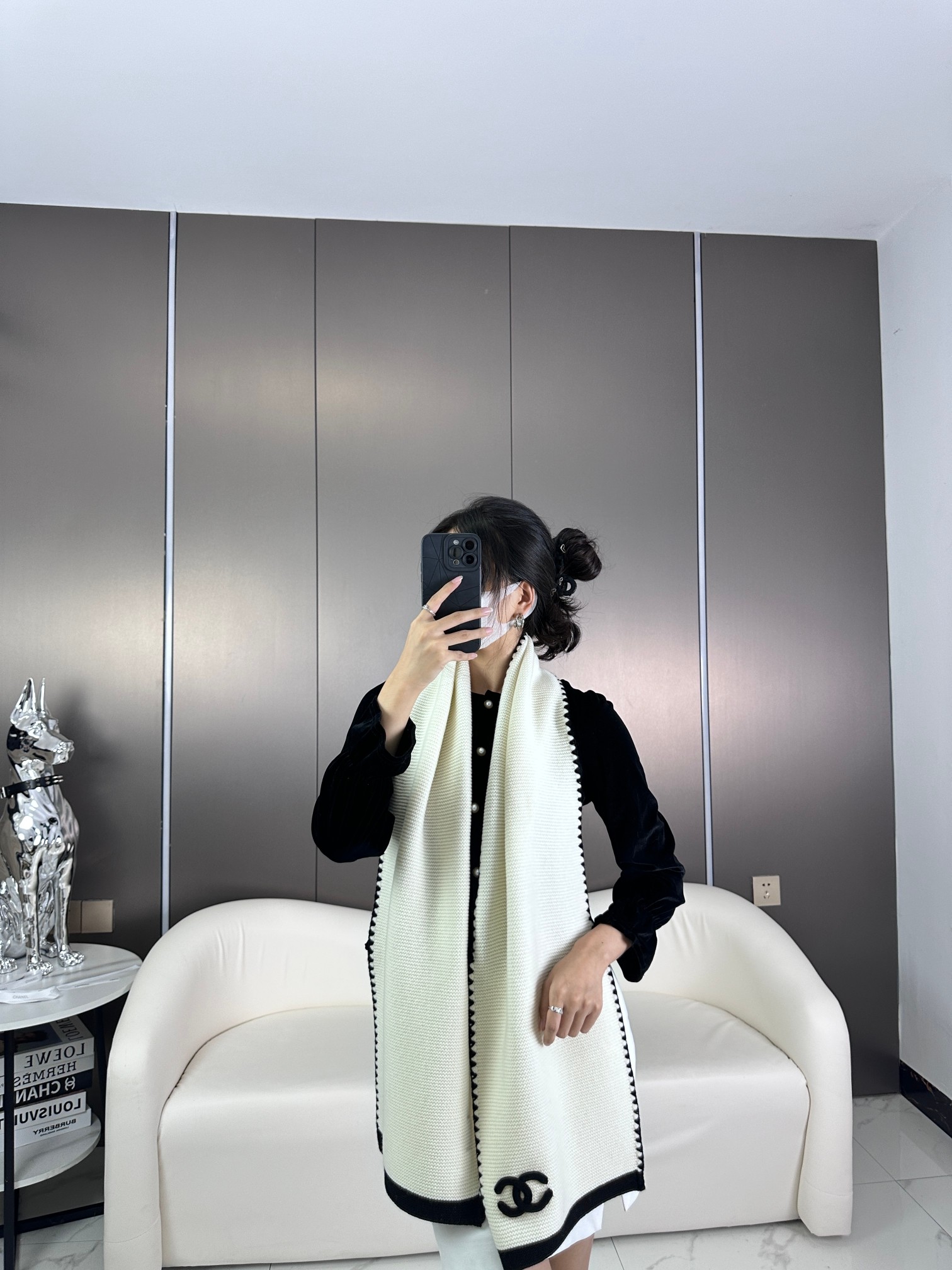 CHANEL 羊毛纱线围巾