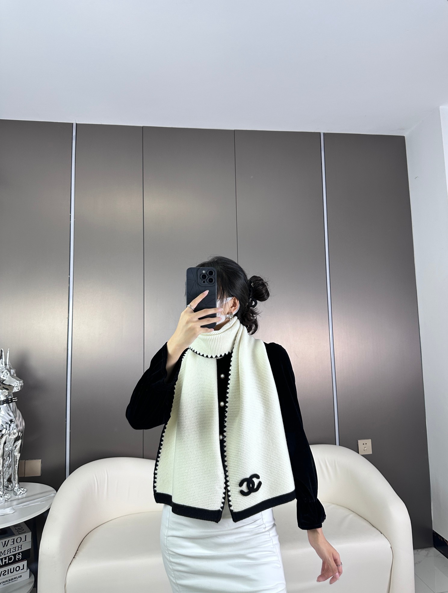 CHANEL 羊毛纱线围巾