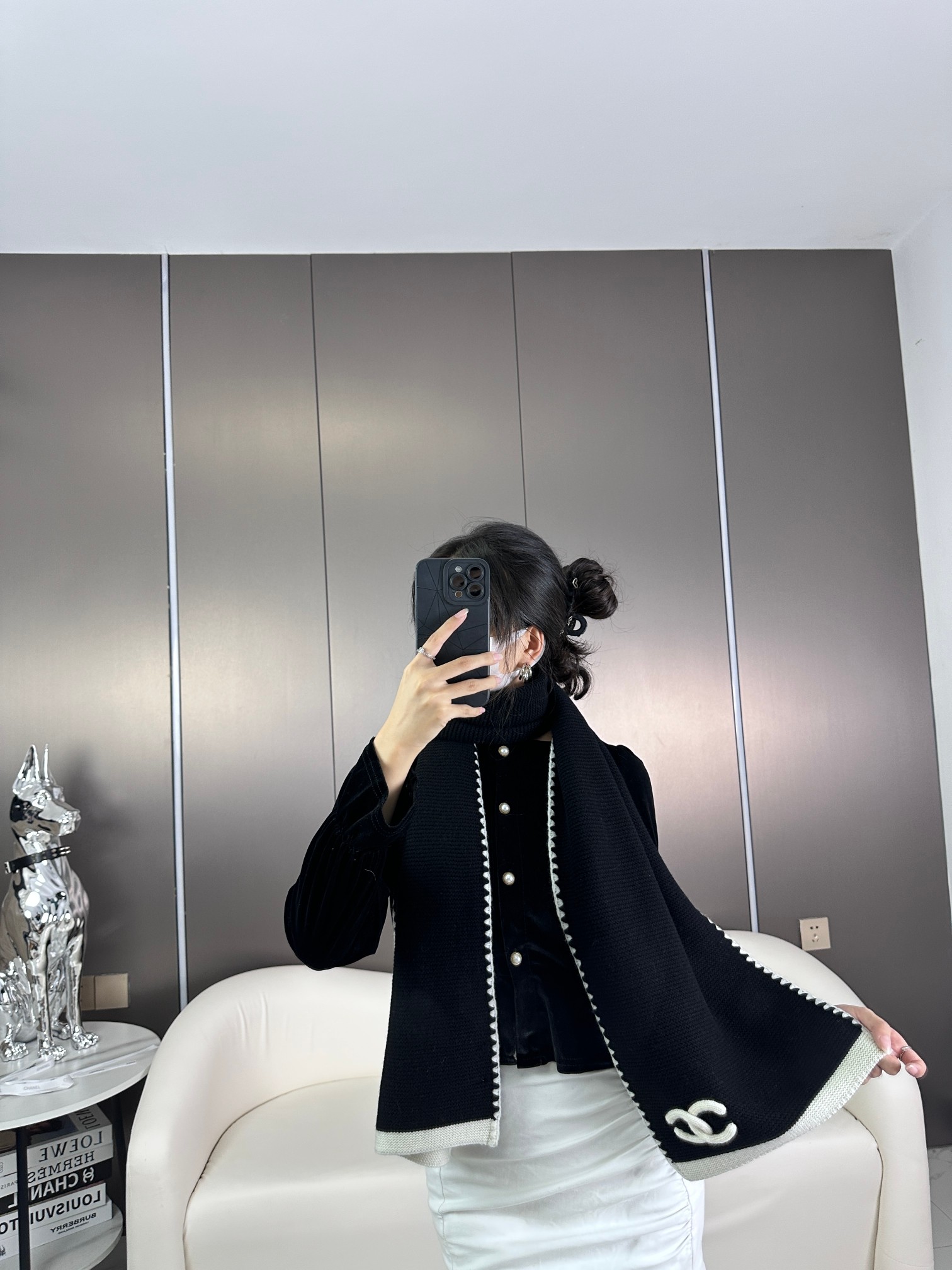 CHANEL 羊毛纱线围巾