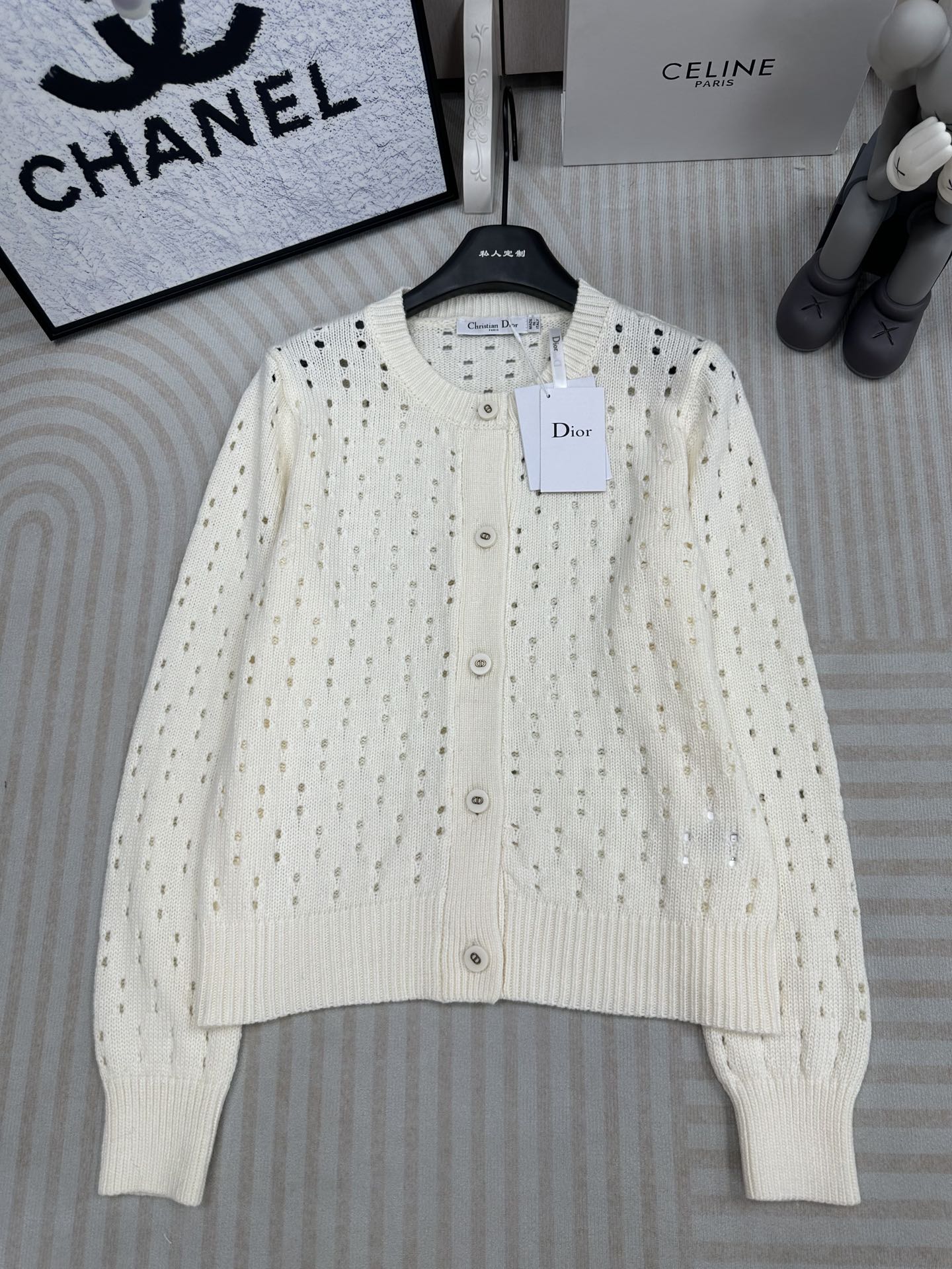 Dior Clothing Cardigans Openwork Cashmere Knitting Wool Spring Collection