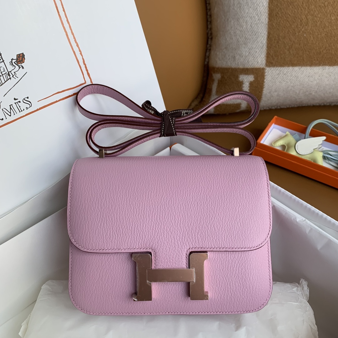 Pedido del cliente💕Kang Kang 19, malva púrpura, piel de cabra, herrajes dorados rosa, cosido a mano