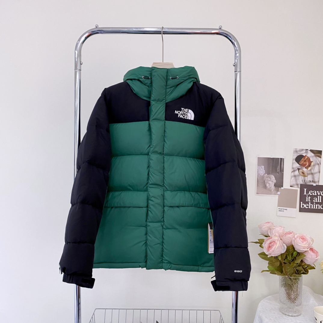 The North Face Clothing Down Jacket Dark Green Printing Hooded Top