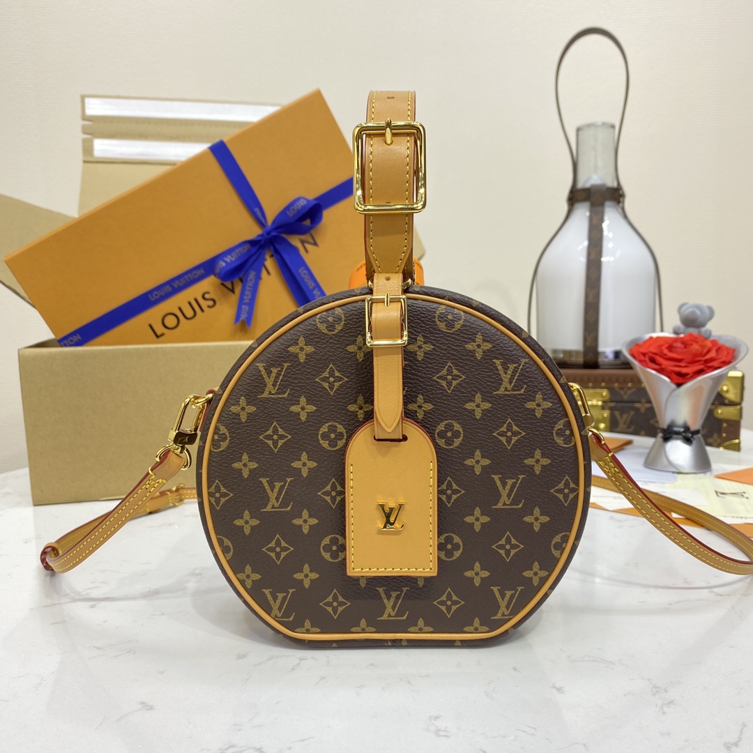 Louis Vuitton LV Boite Chapeau Sacos Bolsa cilíndrica Réplica de designer
 Preto Monogram Canvas Pele vitelo Couro vaca M43514