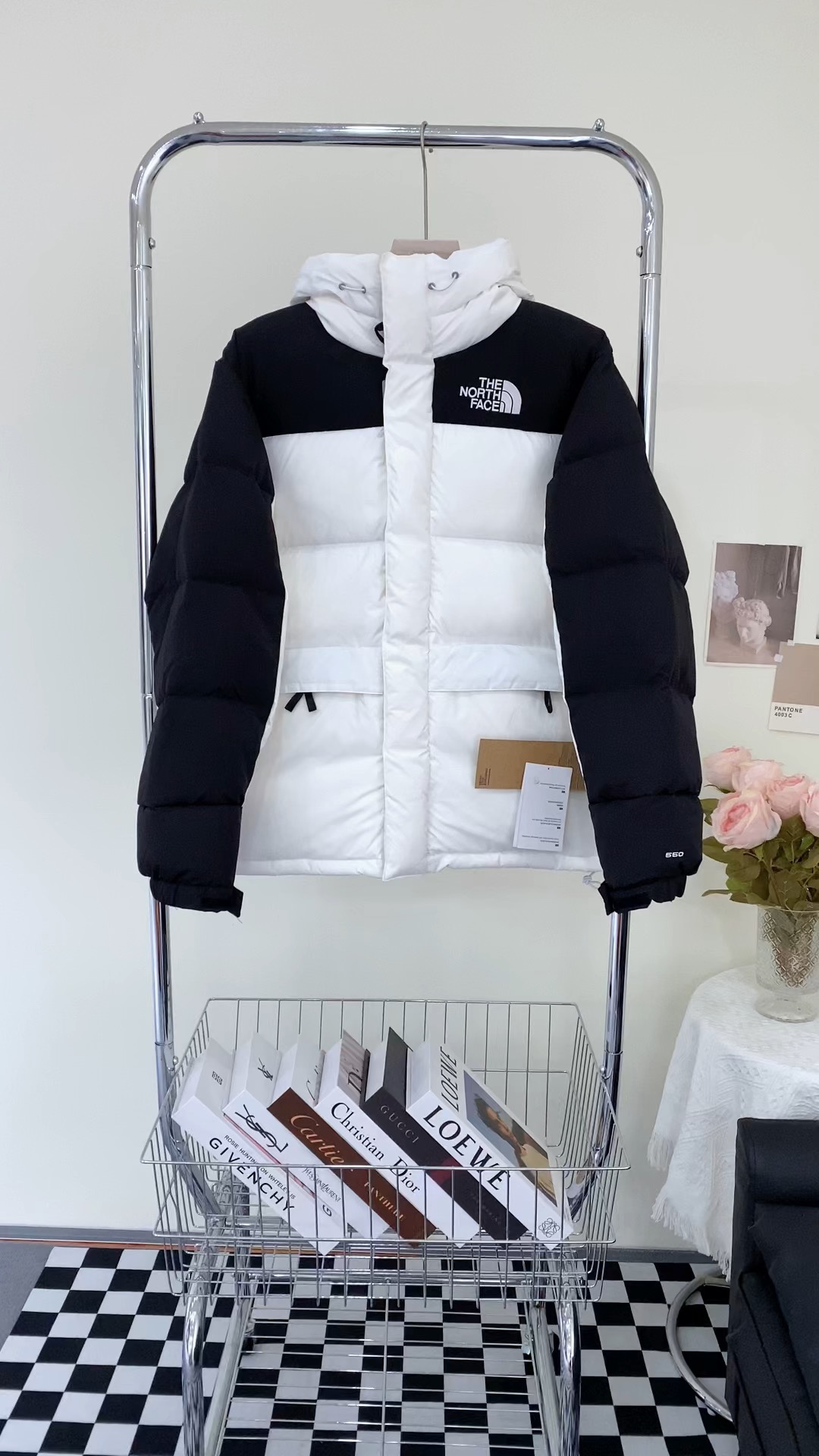 The North Face Clothing Down Jacket White Printing Hooded Top