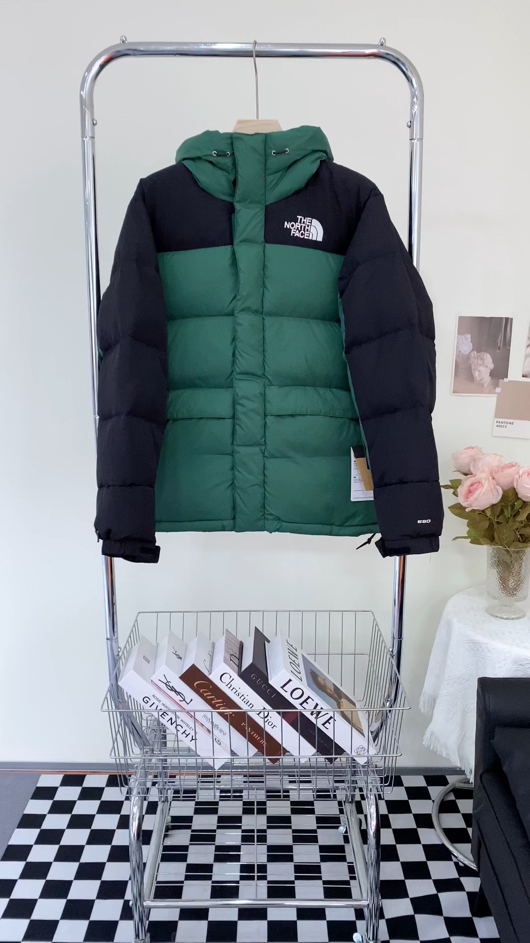 The North Face Clothing Down Jacket Dark Green Printing Hooded Top