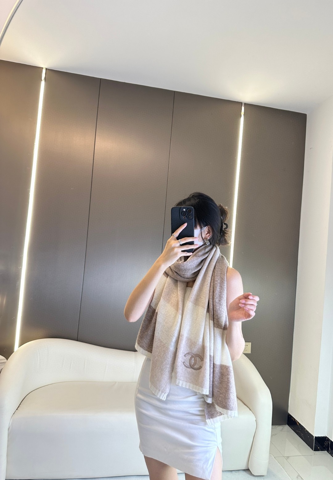 CHANEL 2023新款羊绒针织围巾