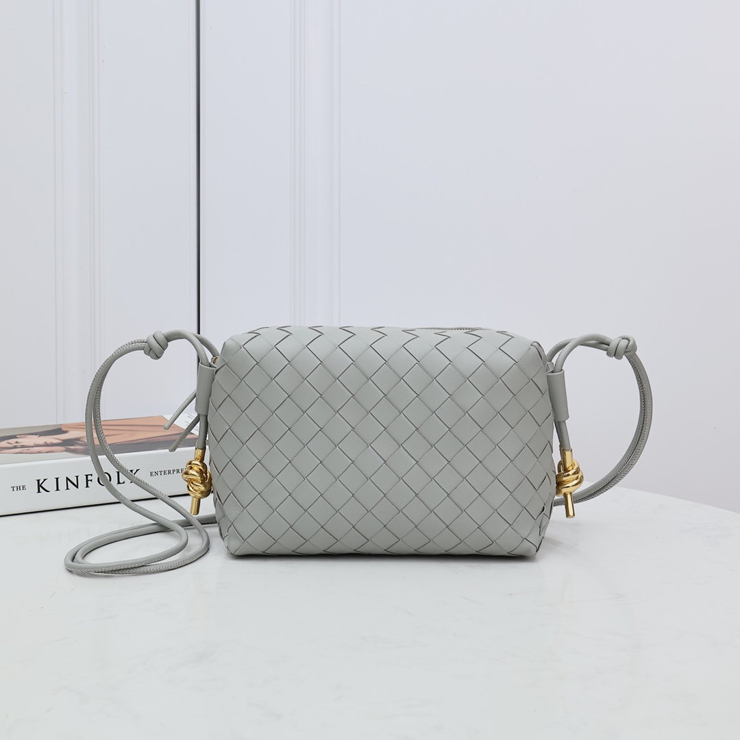 Woven Square Bag Lambskin Metal Knot Adjustable Shoulder Strap