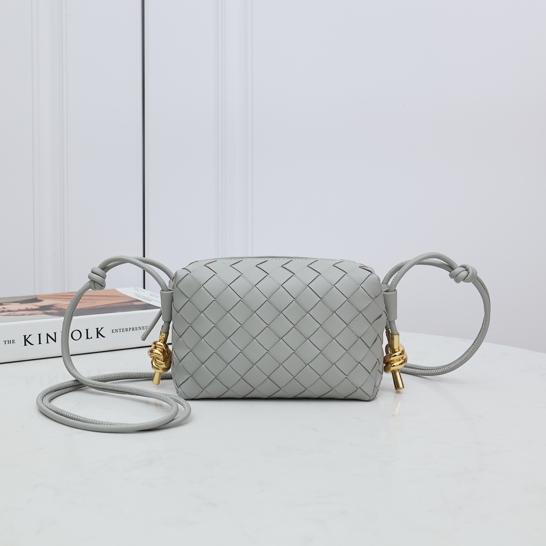 Woven Square Bag Sheepskin Metal Knot Adjustable Shoulder Strap