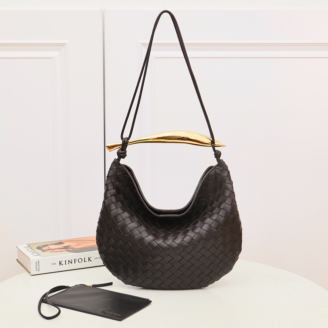 Bottega Veneta Sardine Sac à main en cuir tressé avec poignée métallique