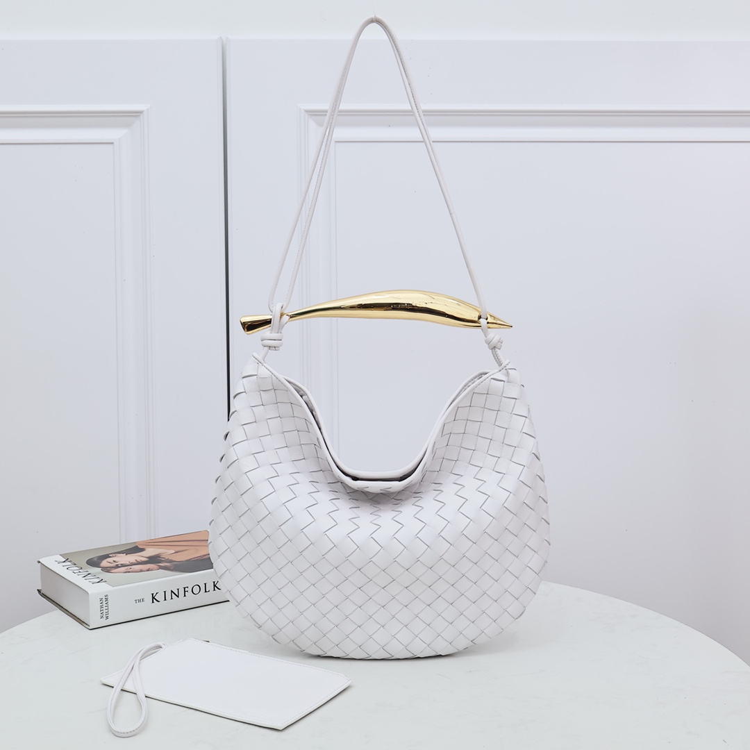 Bottega Veneta Sardine Sac à main en cuir tressé avec poignée métallique