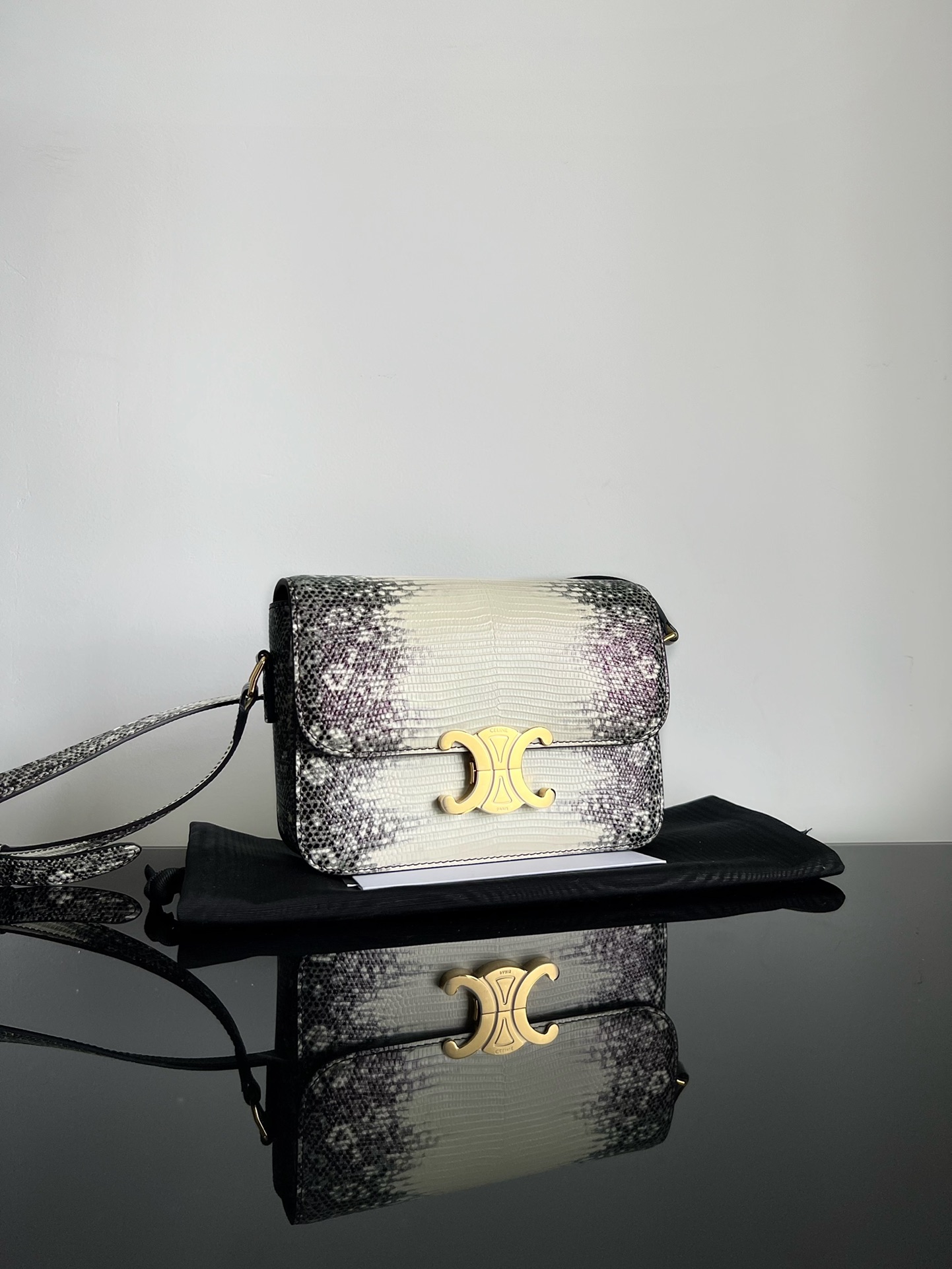 Advanced detail control; high-end rare goods Celine teen Arc de Triomphe box armpit lizard pattern (imported cowhide pressed lizard pattern) with