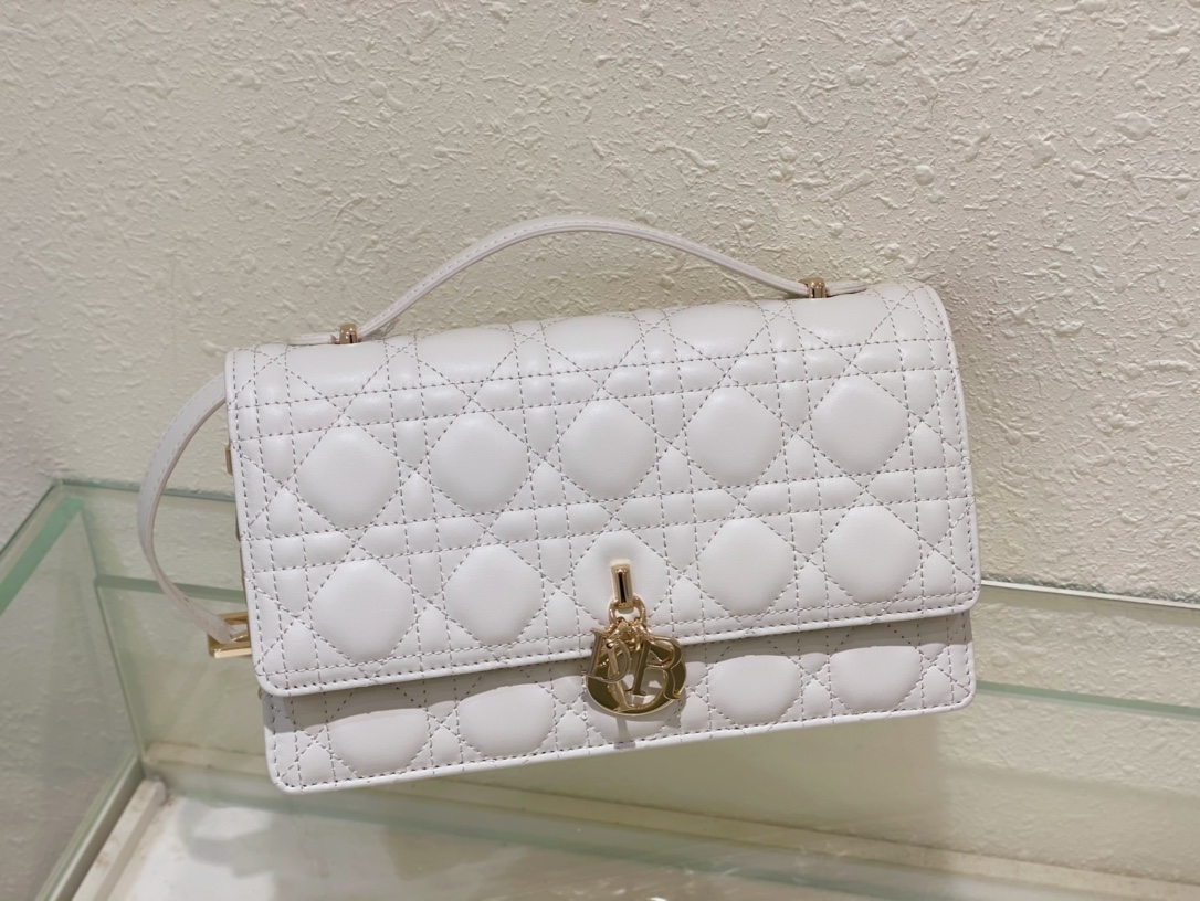 Dior Bolsos de mano Bolsos de embrague Blanco Piel de oveja Colección primavera Cadena