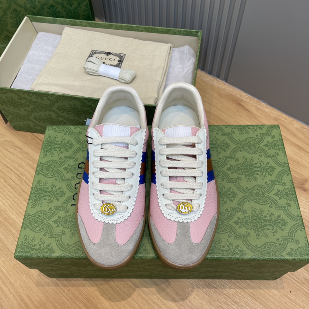 GUCCI baskets d'entraînement cuir de première qualité cuir velours rose basse