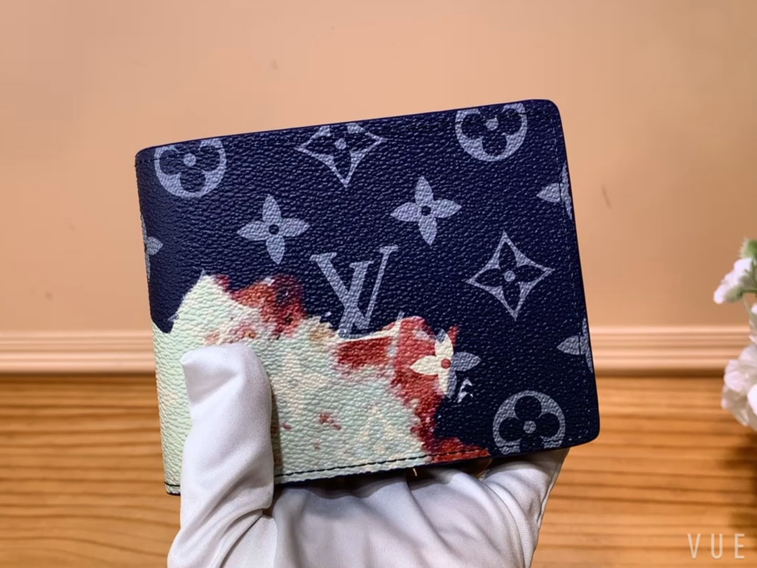 Louis Vuitton Wallet Blue Splicing Monogram Canvas M82827