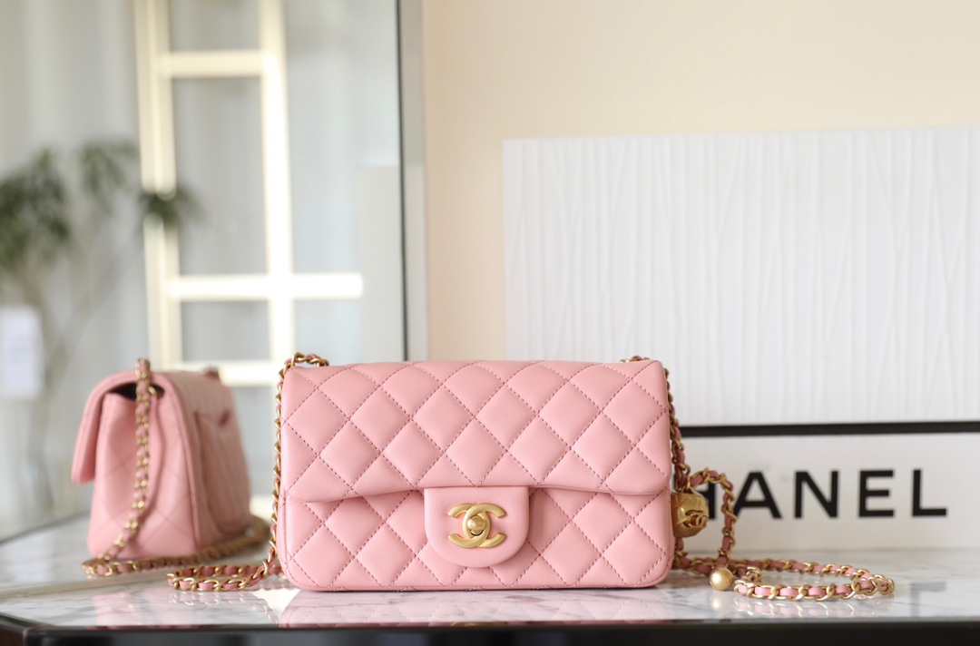 High Quality 1:1 Replica
 Chanel Classic Flap Bag Crossbody & Shoulder Bags Pink Vintage Gold Lambskin Sheepskin Chains