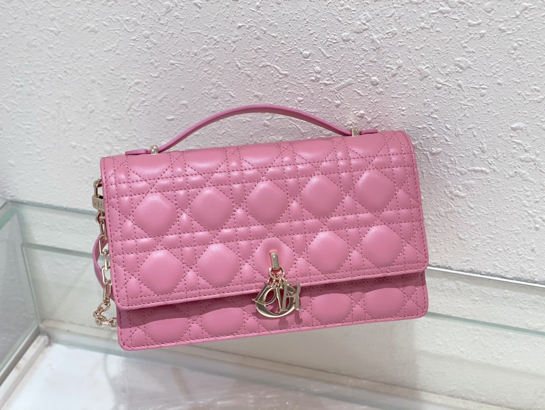 Dior Bolsos de mano Bolsos de embrague Rosa Piel de oveja Colección primavera Cadena