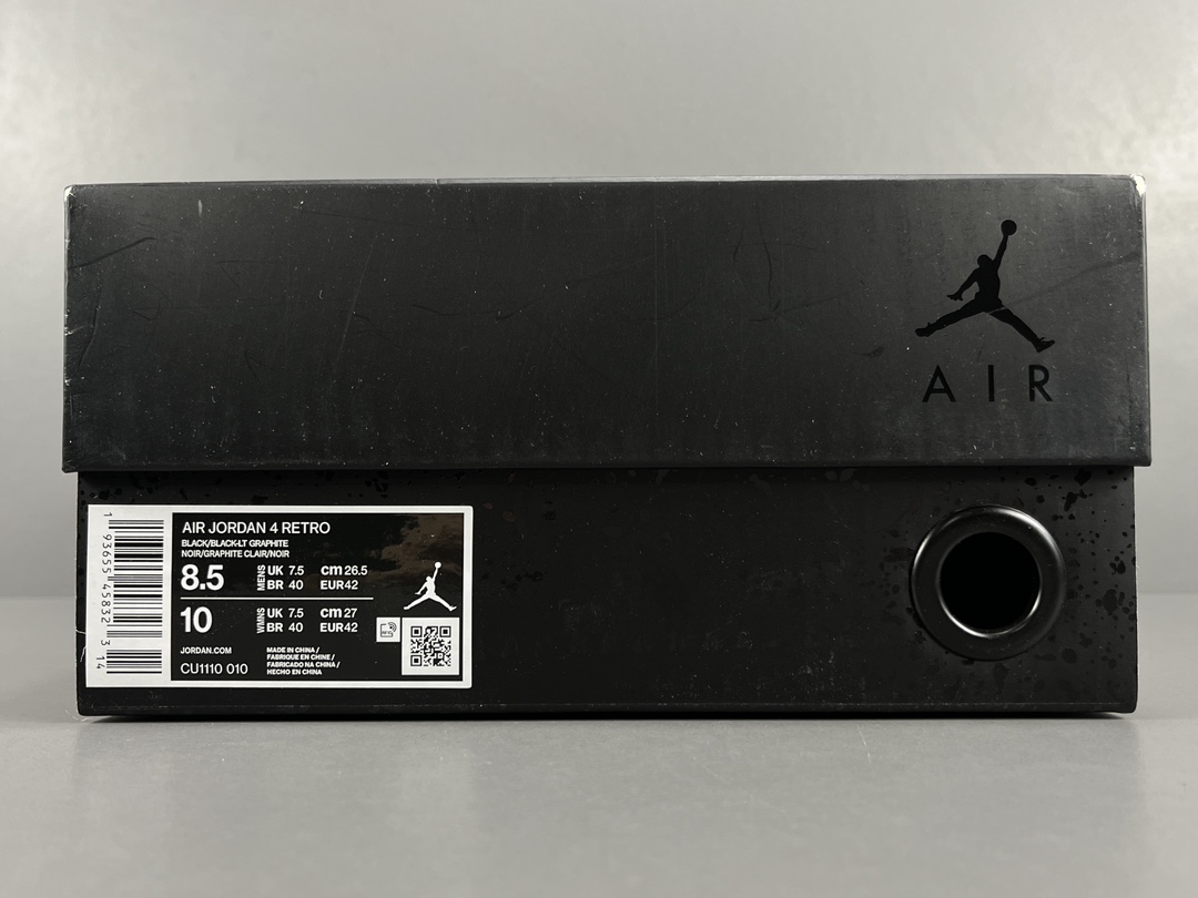 K版乔4黑猫JordanAirJordan4中帮潮流复古篮球鞋男女同款货号CU1110-010尺码36-