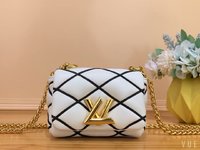 Louis Vuitton Bags Handbags Designer 1:1 Replica
 Gold White Cotton Cowhide Lambskin Sheepskin LV Twist M82752