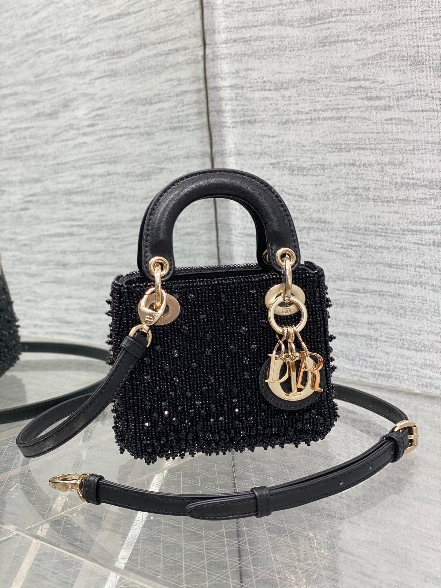 Lady Dior bag handmade bead micro embroidery handbag crossbody