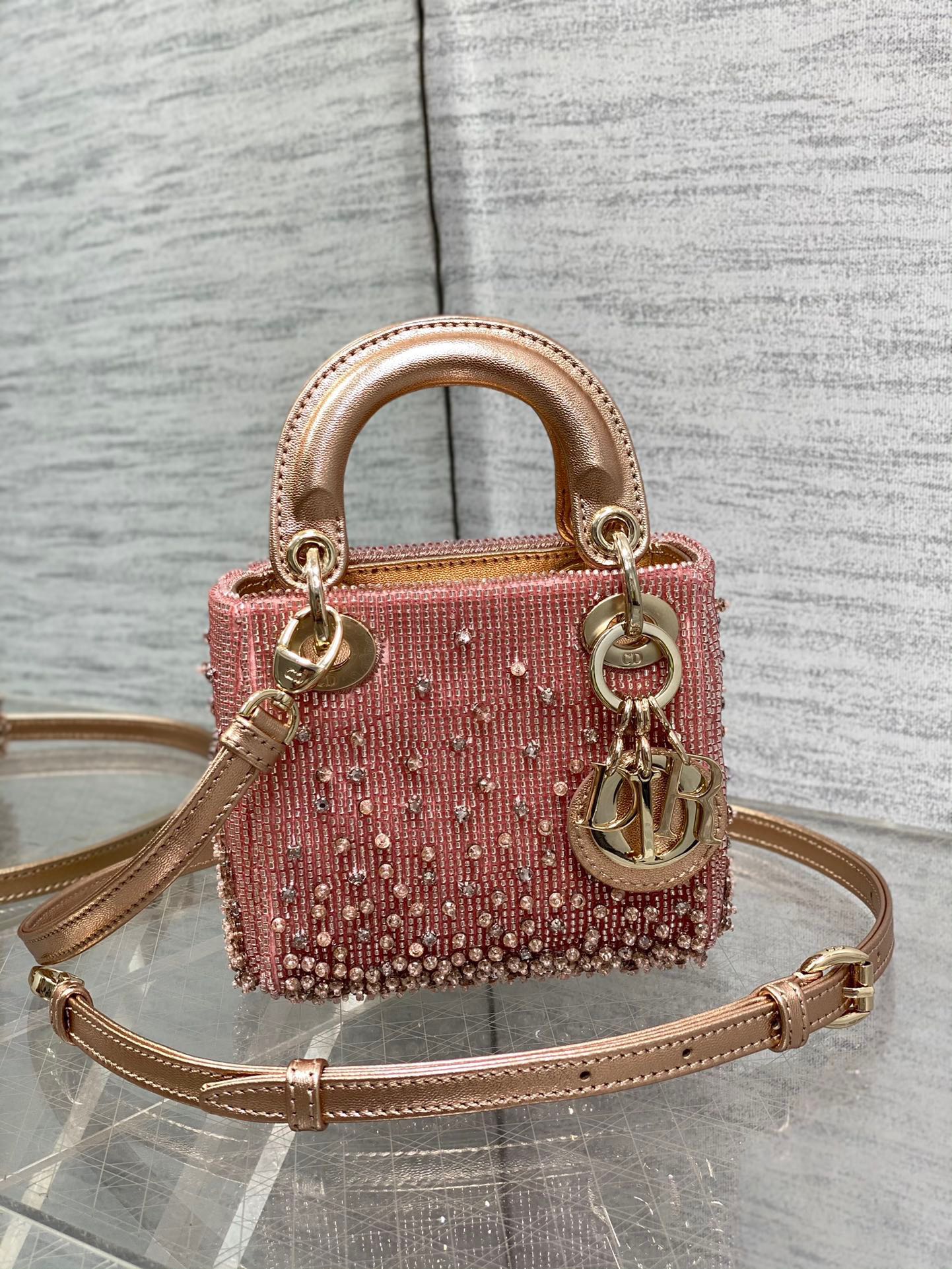 DIOR Lady Dior handmade beaded micro handbag