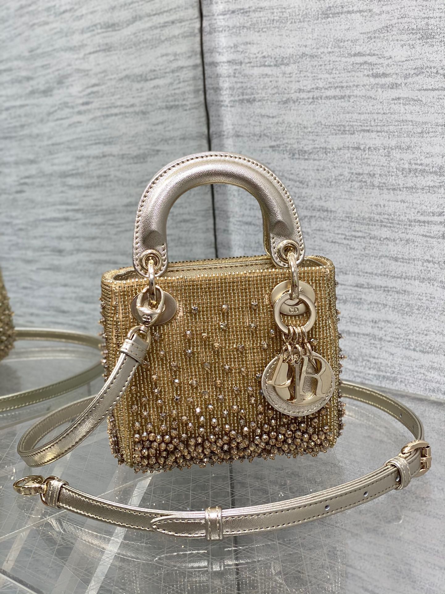 Lady Dior bag handmade beads micro mini handbag