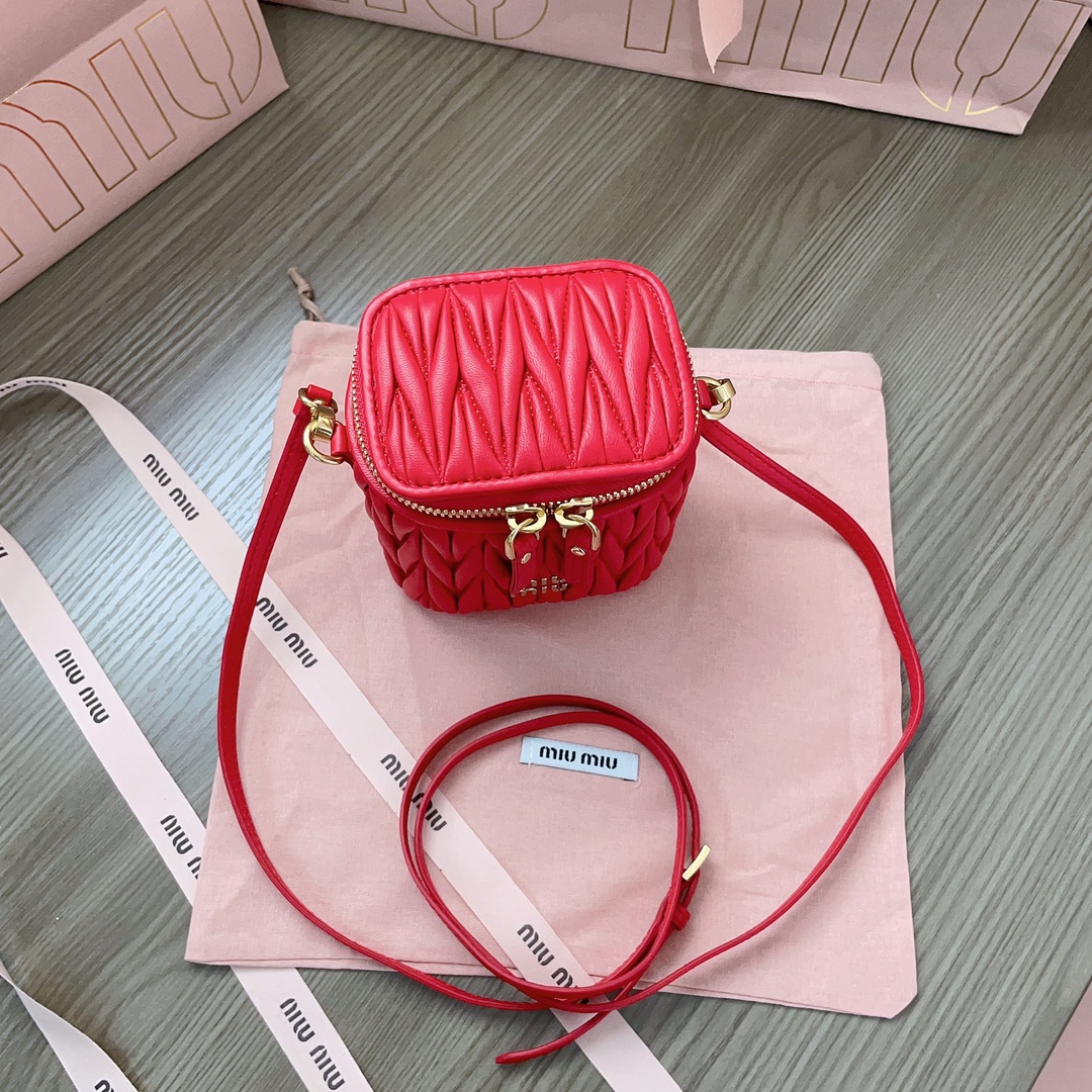 Miu Miu Matelassé Nappa Leather Mini Vanity Bag, Red, Adjustable Strap 7 i1697790675 1376 5