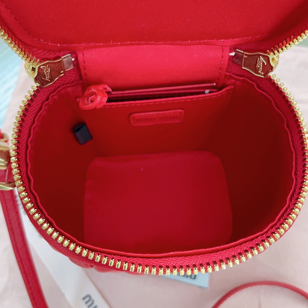 Miu Miu Matelassé Nappa Leather Mini Vanity Bag, Red, Adjustable Strap 10 i1697790675 3176 8