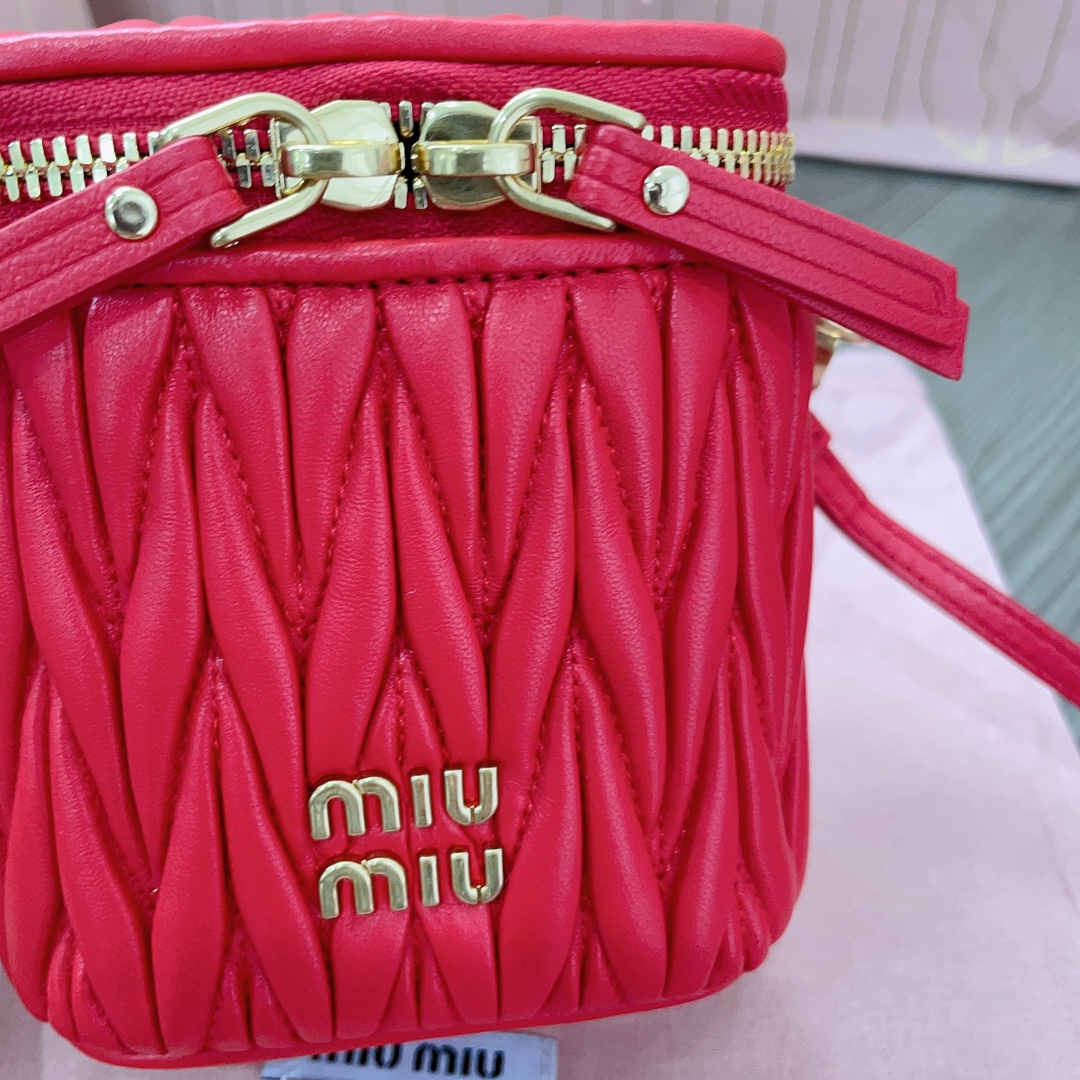 Miu Miu Matelassé Nappa Leather Mini Vanity Bag, Red, Adjustable Strap 6 i1697790675 3612 4